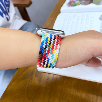 Rainbow Braided Single Loop Watch Band, Size: M 150mm For Apple Watch Ultra 49mm&Watch Ultra 2 49mm / Series 9&8&7 45mm / SE 3&SE 2&6&SE&5&4 44mm / 3&2&1 42mm(Rainbow Colors) by bashfashion