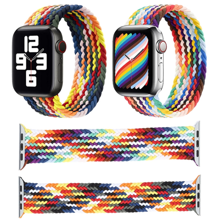 Rainbow Braided Single Loop Watch Band, Size: L 155mm For Apple Watch Series 9&8&7 41mm / SE 3&SE 2&6&SE&5&4 40mm / 3&2&1 38mm(Rainbow Colors) by bashfashion