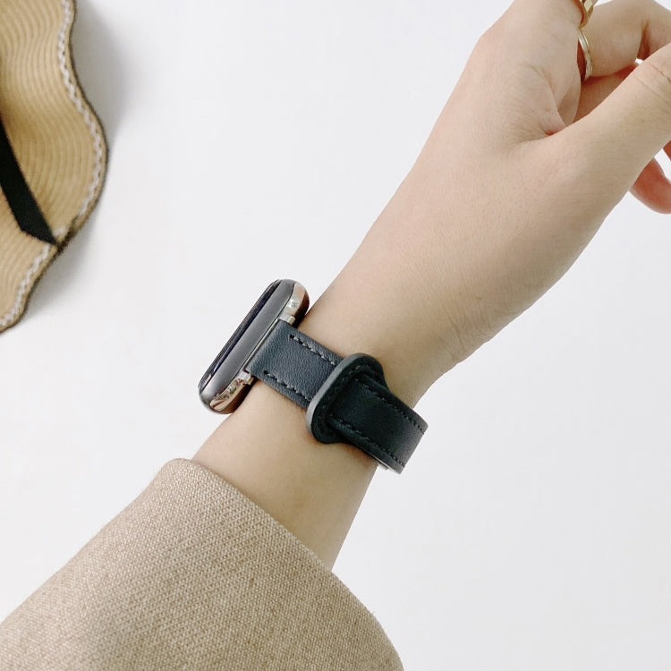 Double Studs Buckle Genuine Leather Watch Band Watch Band For Apple Watch Series 9&8&7 41mm / SE 3&SE 2&6&SE&5&4 40mm / 3&2&1 38mm(Coffee) by bashfashion