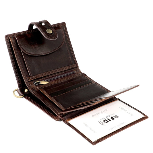 RFID Anti-theft First Layer Cowhide Multi-card Men Wallet(Coffee) by bashfashion
