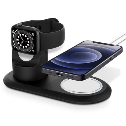 2 In 1 Multi-function Magsafe Charging Stand Holder for Apple Watch / iPhone(Black) by bashfashion
