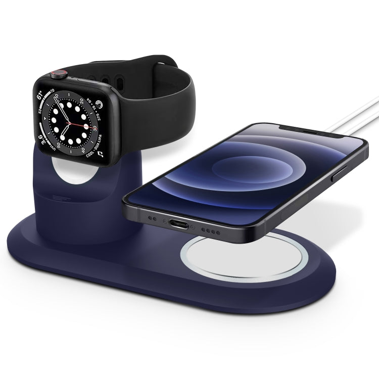 2 In 1 Multi-function Magsafe Charging Stand Holder for Apple Watch / iPhone(Midnight Blue) by bashfashion