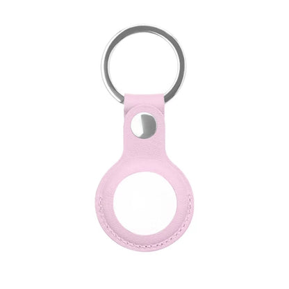 Mutural PU Leather Protective Case with Key Ring for AirTag(Pink) by Mutural