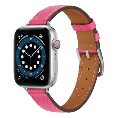 A Style Leather Watch Band Watch Band For Apple Watch Ultra 49mm&Watch Ultra 2 49mm / Series 9&8&7 45mm / SE 3&SE 2&6&SE&5&4 44mm / 3&2&1 42mm(Rose Red) by bashfashion