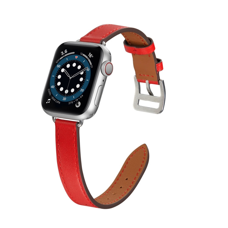 A Style Leather Watch Band Watch Band For Apple Watch Ultra 49mm&Watch Ultra 2 49mm / Series 9&8&7 45mm / SE 3&SE 2&6&SE&5&4 44mm / 3&2&1 42mm(Red) by bashfashion