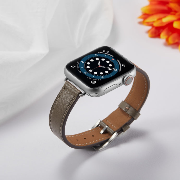 A Style Leather Watch Band Watch Band For Apple Watch Ultra 49mm&Watch Ultra 2 49mm / Series 9&8&7 45mm / SE 3&SE 2&6&SE&5&4 44mm / 3&2&1 42mm(Grey) by bashfashion