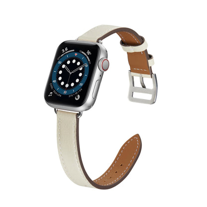 A Style Leather Watch Band Watch Band For Apple Watch Ultra 49mm&Watch Ultra 2 49mm / Series 9&8&7 45mm / SE 3&SE 2&6&SE&5&4 44mm / 3&2&1 42mm(White) by bashfashion