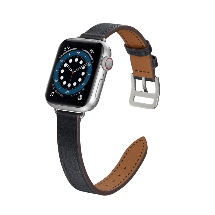 A Style Leather Watch Band Watch Band For Apple Watch Ultra 49mm&Watch Ultra 2 49mm / Series 9&8&7 45mm / SE 3&SE 2&6&SE&5&4 44mm / 3&2&1 42mm(Black) by bashfashion