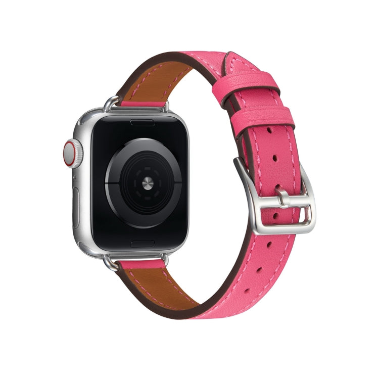 A Style Leather Watch Band Watch Band For Apple Watch Series 9&8&7 41mm / SE 3&SE 2&6&SE&5&4 40mm / 3&2&1 38mm(Rose Red) by bashfashion