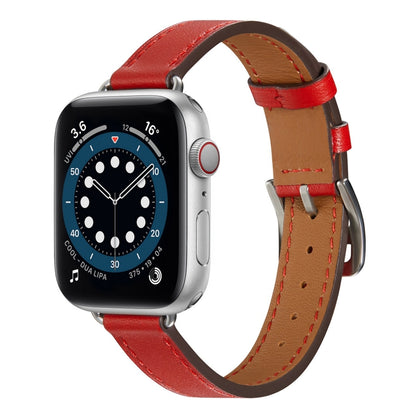 A Style Leather Watch Band Watch Band For Apple Watch Series 9&8&7 41mm / SE 3&SE 2&6&SE&5&4 40mm / 3&2&1 38mm(Red) by bashfashion