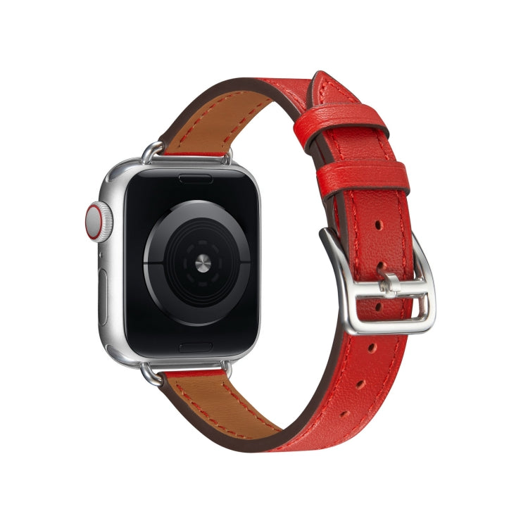A Style Leather Watch Band Watch Band For Apple Watch Series 9&8&7 41mm / SE 3&SE 2&6&SE&5&4 40mm / 3&2&1 38mm(Red) by bashfashion