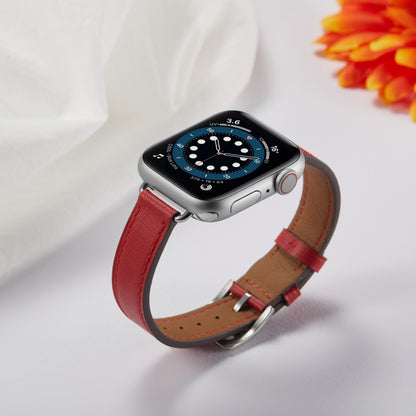 A Style Leather Watch Band Watch Band For Apple Watch Series 9&8&7 41mm / SE 3&SE 2&6&SE&5&4 40mm / 3&2&1 38mm(Red) by bashfashion
