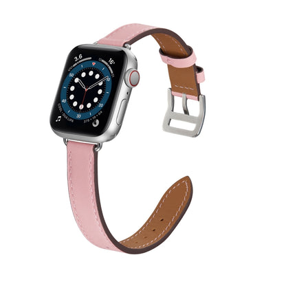 A Style Leather Watch Band Watch Band For Apple Watch Series 9&8&7 41mm / SE 3&SE 2&6&SE&5&4 40mm / 3&2&1 38mm(Pink) by bashfashion