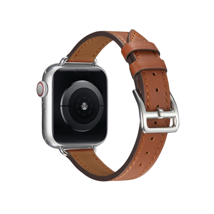 A Style Leather Watch Band Watch Band For Apple Watch Series 9&8&7 41mm / SE 3&SE 2&6&SE&5&4 40mm / 3&2&1 38mm(Brown) by bashfashion