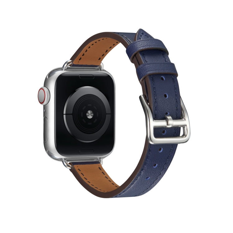 A Style Leather Watch Band Watch Band For Apple Watch Series 9&8&7 41mm / SE 3&SE 2&6&SE&5&4 40mm / 3&2&1 38mm(Blue) by bashfashion