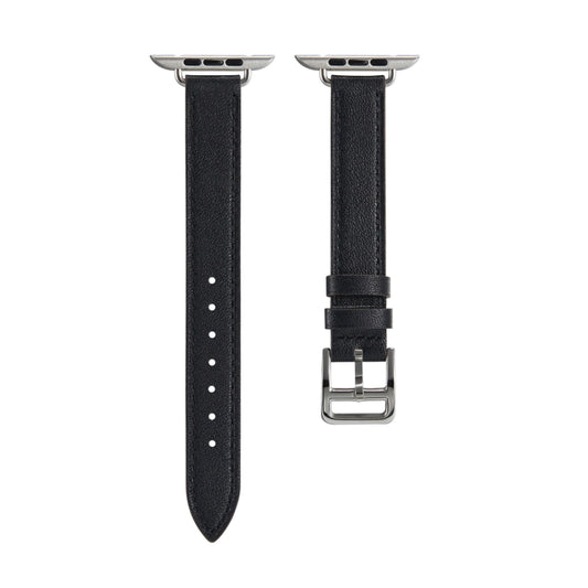 A Style Leather Watch Band Watch Band For Apple Watch Series 9&8&7 41mm / SE 3&SE 2&6&SE&5&4 40mm / 3&2&1 38mm(Black) by bashfashion