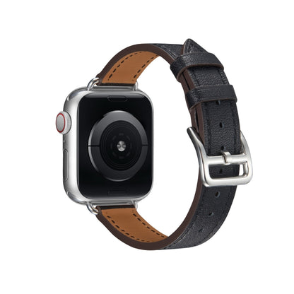 A Style Leather Watch Band Watch Band For Apple Watch Series 9&8&7 41mm / SE 3&SE 2&6&SE&5&4 40mm / 3&2&1 38mm(Black) by bashfashion