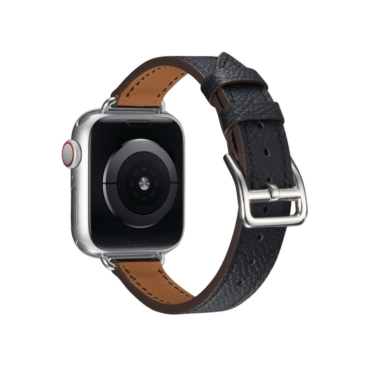 B Style Leather Watch Band Watch Band For Apple Watch Series 9&8&7 41mm / SE 3&SE 2&6&SE&5&4 40mm / 3&2&1 38mm(Black) by bashfashion