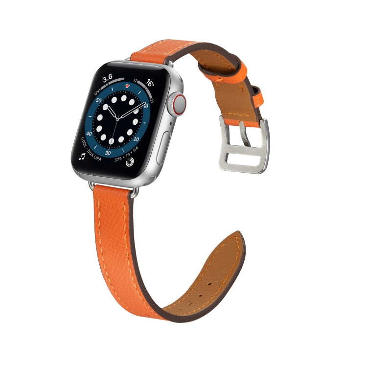 B Style Leather Watch Band Watch Band For Apple Watch Series 9&8&7 41mm / SE 3&SE 2&6&SE&5&4 40mm / 3&2&1 38mm(Orange) by bashfashion