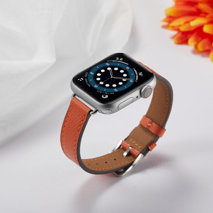 B Style Leather Watch Band Watch Band For Apple Watch Series 9&8&7 41mm / SE 3&SE 2&6&SE&5&4 40mm / 3&2&1 38mm(Orange) by bashfashion