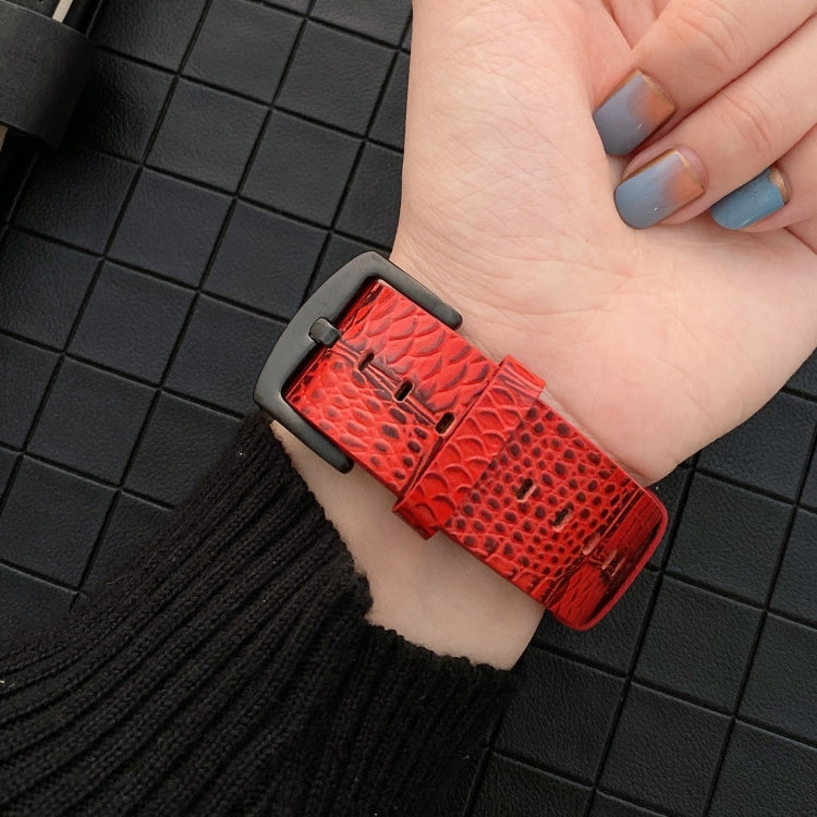 Crocodile and Ostrich Embossed Genuine Leather Watch Band Watch Band For Apple Watch Series 9&8&7 41mm / SE 3&SE 2&6&SE&5&4 40mm / 3&2&1 38mm(Green) by bashfashion