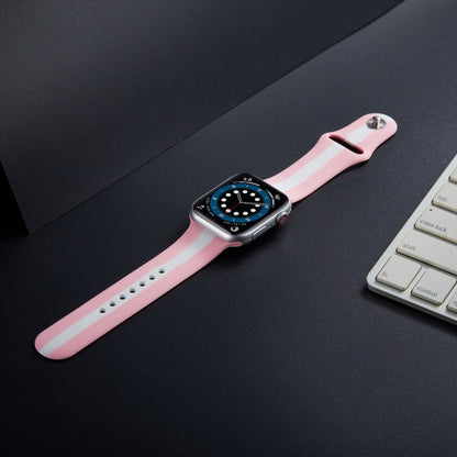 Secondary Color Silicone Watch Band For Apple Watch Ultra 49mm&Watch Ultra 2 49mm / Series 9&8&7 45mm / SE 3&SE 2&6&SE&5&4 44mm / 3&2&1 42mm(Pink) by bashfashion