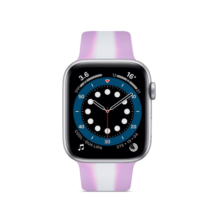 Secondary Color Silicone Watch Band For Apple Watch Series 9&8&7 41mm / SE 3&SE 2&6&SE&5&4 40mm / 3&2&1 38mm(Purple) by bashfashion