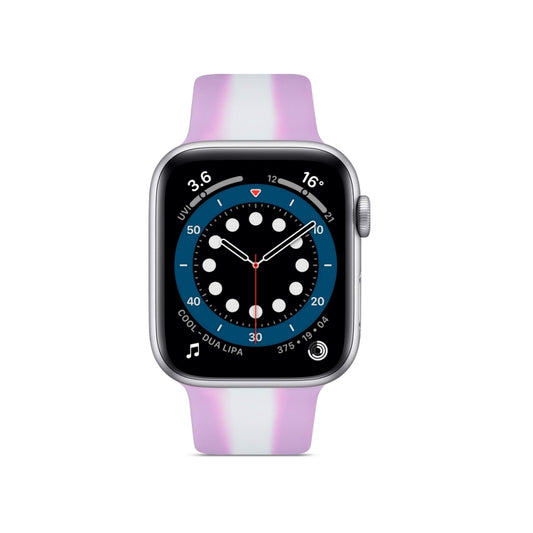 Secondary Color Silicone Watch Band For Apple Watch Series 9&8&7 41mm / SE 3&SE 2&6&SE&5&4 40mm / 3&2&1 38mm(Purple) by bashfashion