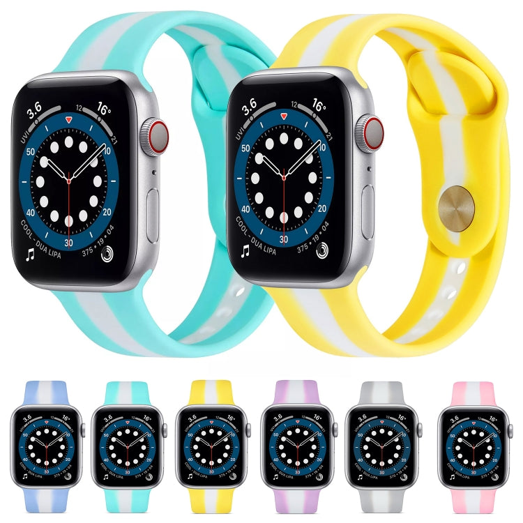 Secondary Color Silicone Watch Band For Apple Watch Series 9&8&7 41mm / SE 3&SE 2&6&SE&5&4 40mm / 3&2&1 38mm(Purple) by bashfashion