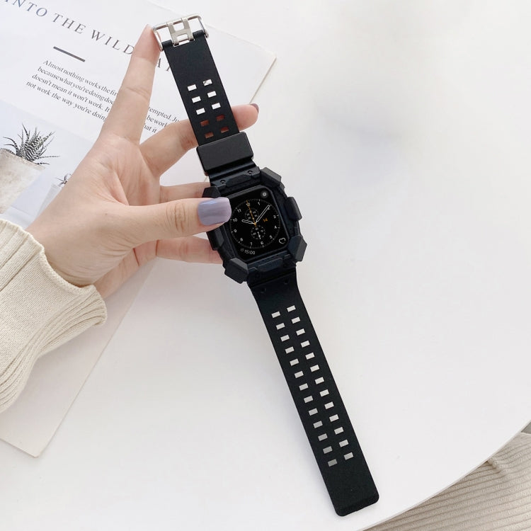 Solid Color Integrated TPU Watch Band For Apple Watch Series 9&8&7 41mm / SE 3&SE 2&6&SE&5&4 40mm / 3&2&1 38mm(Black) by bashfashion