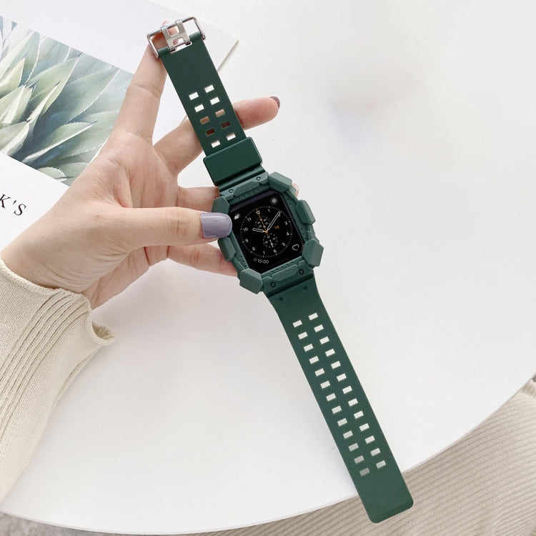 Solid Color Integrated TPU Watch Band For Apple Watch Series 9&8&7 41mm / SE 3&SE 2&6&SE&5&4 40mm / 3&2&1 38mm(Green) by bashfashion