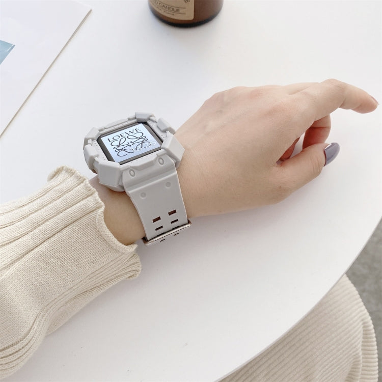 Solid Color Integrated TPU Watch Band For Apple Watch Series 9&8&7 41mm / SE 3&SE 2&6&SE&5&4 40mm / 3&2&1 38mm(Grey) by bashfashion