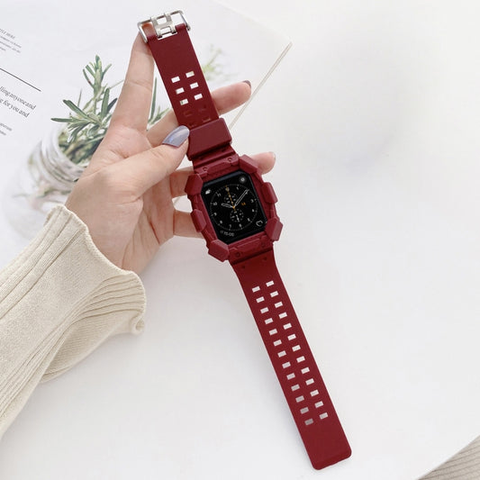 Solid Color Integrated TPU Watch Band For Apple Watch Series 8&7 45mm / SE 2&6&SE&5&4 44mm / 3&2&1 42mm(Red) by bashfashion