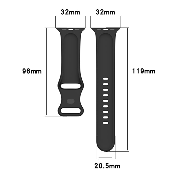 Small Size Silicone Watch Band For Apple Watch Ultra 49mm& Ultra 2 49mm / Series 9&8&7 45mm / SE 3&SE 2&6&SE&5&4 44mm / 3&2&1 42mm(Black) by bashfashion