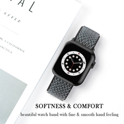 Wave Texture Nylon Watch Band For Apple Watch Series 9&8&7 41mm / SE 3&SE 2&6&SE&5&4 40mm / 3&2&1 38mm(Storm Grey) by bashfashion
