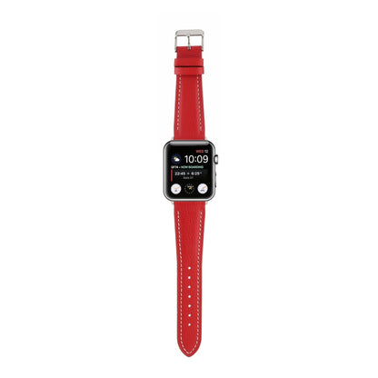 Small Waist Cross Texture Leather Watch Band For Apple Watch Ultra 49mm&Watch Ultra 2 49mm / Series 9&8&7 45mm / SE 3&SE 2&6&SE&5&4 44mm / 3&2&1 42mm(Red) by bashfashion