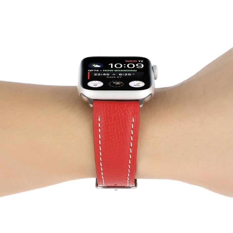 Small Waist Cross Texture Leather Watch Band For Apple Watch Ultra 49mm&Watch Ultra 2 49mm / Series 9&8&7 45mm / SE 3&SE 2&6&SE&5&4 44mm / 3&2&1 42mm(Red) by bashfashion