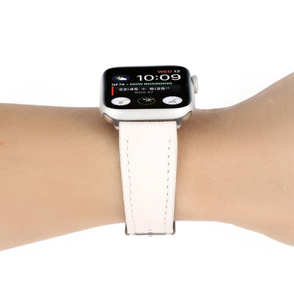 Small Waist Cross Texture Leather Watch Band For Apple Watch Ultra 49mm&Watch Ultra 2 49mm / Series 9&8&7 45mm / SE 3&SE 2&6&SE&5&4 44mm / 3&2&1 42mm(White) by bashfashion