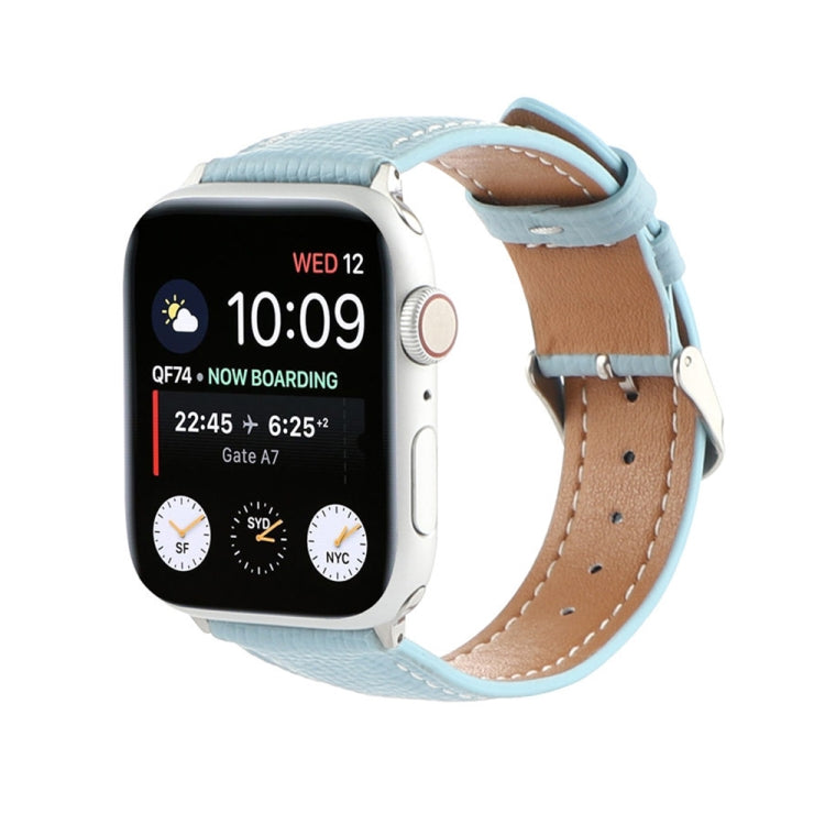 Small Waist Cross Texture Leather Watch Band For Apple Watch Ultra 49mm&Watch Ultra 2 49mm / Series 9&8&7 45mm / SE 3&SE 2&6&SE&5&4 44mm / 3&2&1 42mm(Sky Blue) by bashfashion