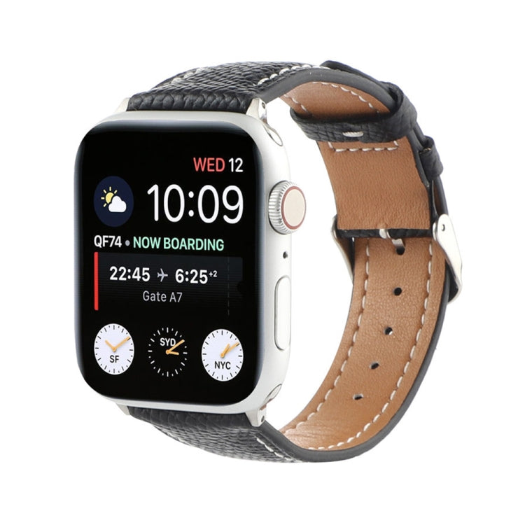 Small Waist Cross Texture Leather Watch Band For Apple Watch Ultra 49mm&Watch Ultra 2 49mm / Series 9&8&7 45mm / SE 3&SE 2&6&SE&5&4 44mm / 3&2&1 42mm(Black) by bashfashion