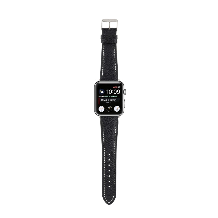 Small Waist Cross Texture Leather Watch Band For Apple Watch Ultra 49mm&Watch Ultra 2 49mm / Series 9&8&7 45mm / SE 3&SE 2&6&SE&5&4 44mm / 3&2&1 42mm(Black) by bashfashion