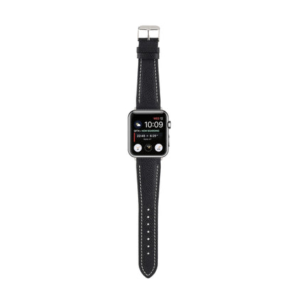Small Waist Cross Texture Leather Watch Band For Apple Watch Ultra 49mm&Watch Ultra 2 49mm / Series 9&8&7 45mm / SE 3&SE 2&6&SE&5&4 44mm / 3&2&1 42mm(Black) by bashfashion
