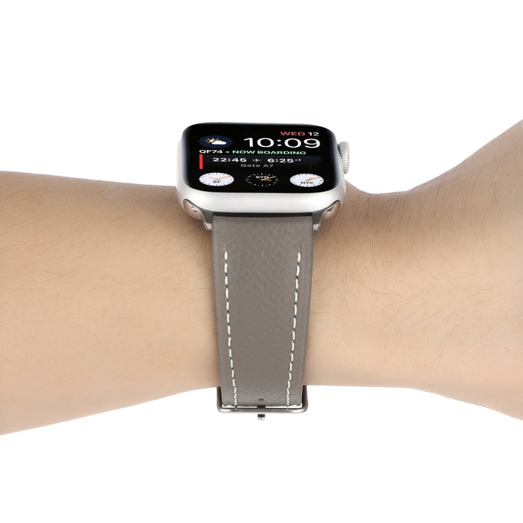 Small Waist Cross Texture Leather Watch Band For Apple Watch Ultra 49mm&Watch Ultra 2 49mm / Series 9&8&7 45mm / SE 3&SE 2&6&SE&5&4 44mm / 3&2&1 42mm(Gray) by bashfashion