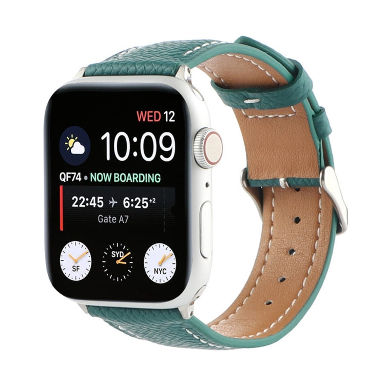 Small Waist Cross Texture Leather Watch Band For Apple Watch Ultra 49mm&Watch Ultra 2 49mm / Series 9&8&7 45mm / SE 3&SE 2&6&SE&5&4 44mm / 3&2&1 42mm(Green) by bashfashion