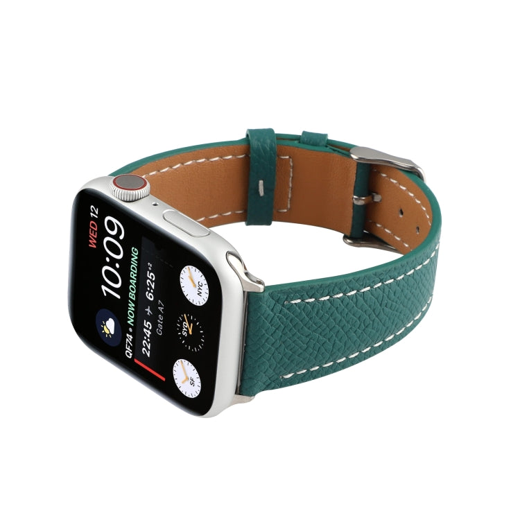 Small Waist Cross Texture Leather Watch Band For Apple Watch Ultra 49mm&Watch Ultra 2 49mm / Series 9&8&7 45mm / SE 3&SE 2&6&SE&5&4 44mm / 3&2&1 42mm(Green) by bashfashion