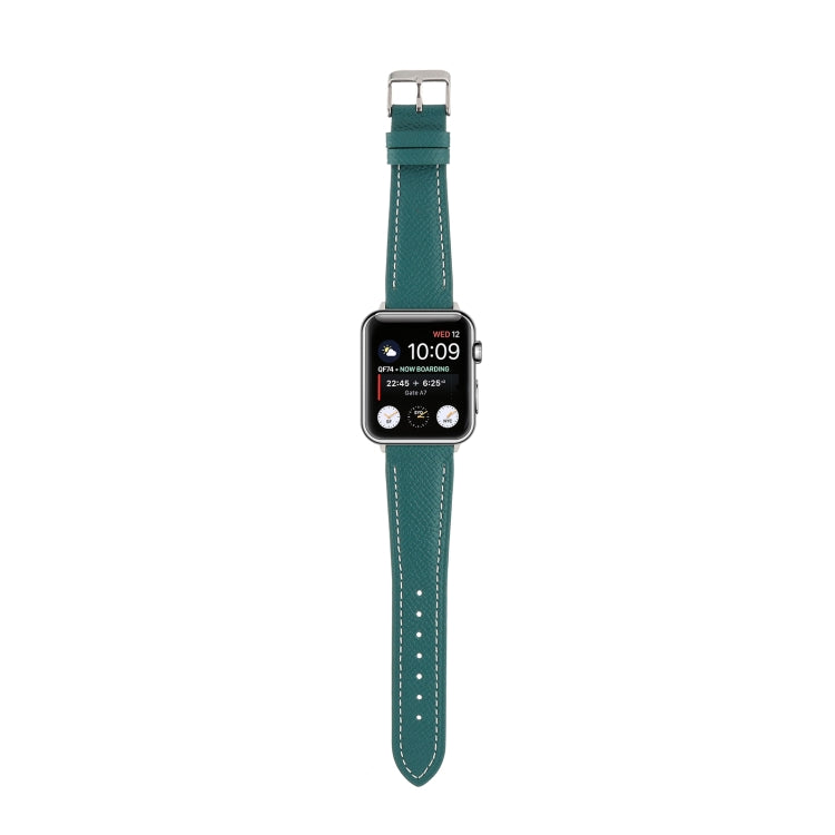 Small Waist Cross Texture Leather Watch Band For Apple Watch Ultra 49mm&Watch Ultra 2 49mm / Series 9&8&7 45mm / SE 3&SE 2&6&SE&5&4 44mm / 3&2&1 42mm(Green) by bashfashion