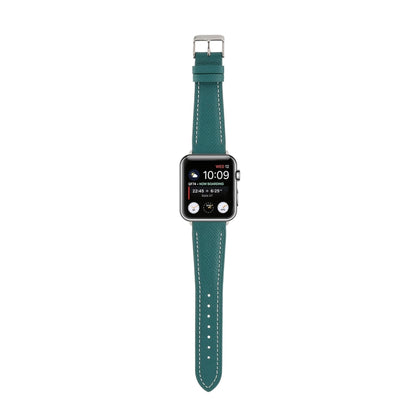 Small Waist Cross Texture Leather Watch Band For Apple Watch Ultra 49mm&Watch Ultra 2 49mm / Series 9&8&7 45mm / SE 3&SE 2&6&SE&5&4 44mm / 3&2&1 42mm(Green) by bashfashion
