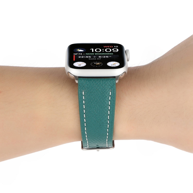 Small Waist Cross Texture Leather Watch Band For Apple Watch Ultra 49mm&Watch Ultra 2 49mm / Series 9&8&7 45mm / SE 3&SE 2&6&SE&5&4 44mm / 3&2&1 42mm(Green) by bashfashion