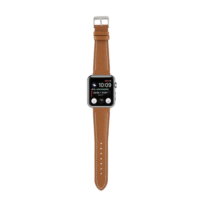 Small Waist Cross Texture Leather Watch Band For Apple Watch Ultra 49mm&Watch Ultra 2 49mm / Series 9&8&7 45mm / SE 3&SE 2&6&SE&5&4 44mm / 3&2&1 42mm(Brown) by bashfashion
