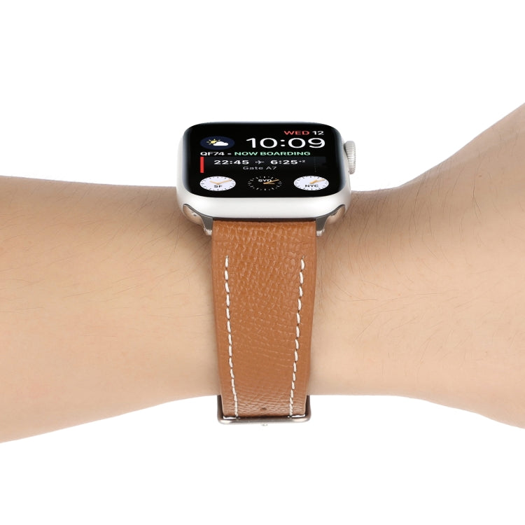 Small Waist Cross Texture Leather Watch Band For Apple Watch Ultra 49mm&Watch Ultra 2 49mm / Series 9&8&7 45mm / SE 3&SE 2&6&SE&5&4 44mm / 3&2&1 42mm(Brown) by bashfashion